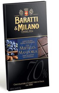Thumbnail for Tavoletta di cioccolato Extra fondente 70% Con mirtollo e mandorla - Rosato Vini