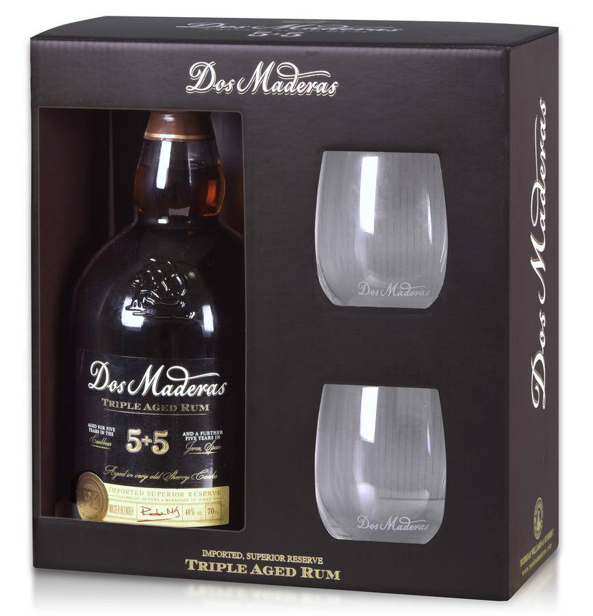 Dos maderas px rum 5+5 ron anejo triple aged + 2 bicchieri - Rosato Vini